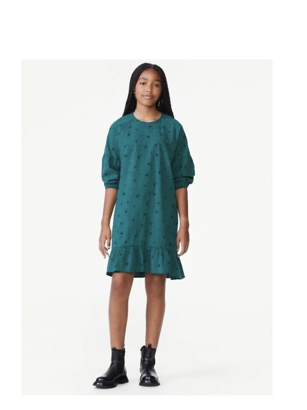 Free Assembly Girls Drop Waist Party Dress, Size m Color:Forest Biome Stars